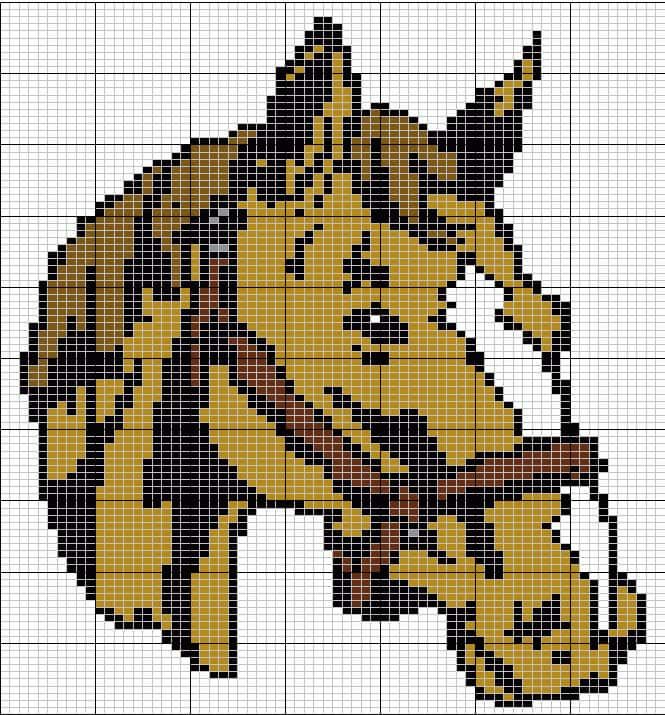 Coloriage Cheval pixelisé à imprimer et colorier