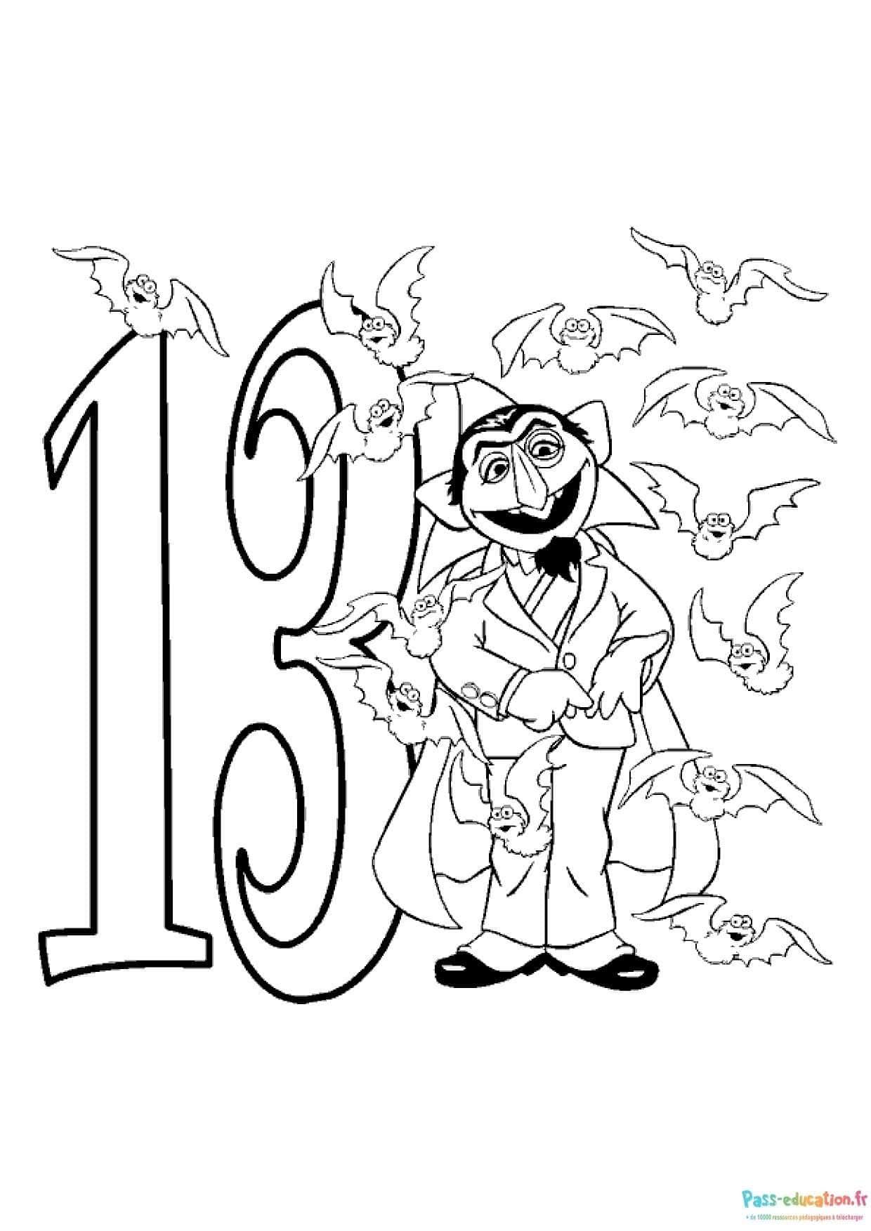 Coloriage 13 et vampires à imprimer et colorier