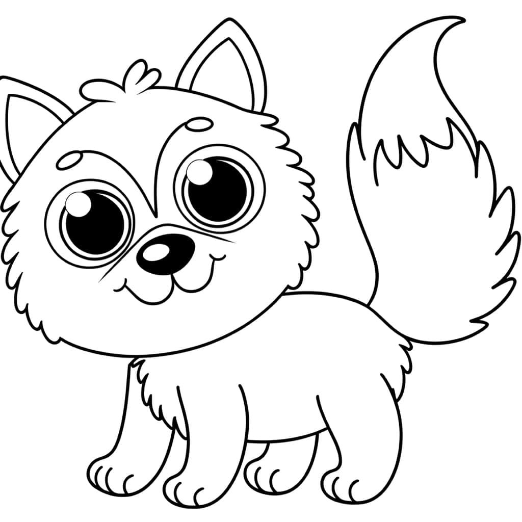 Coloriage Bébé loup à imprimer et colorier