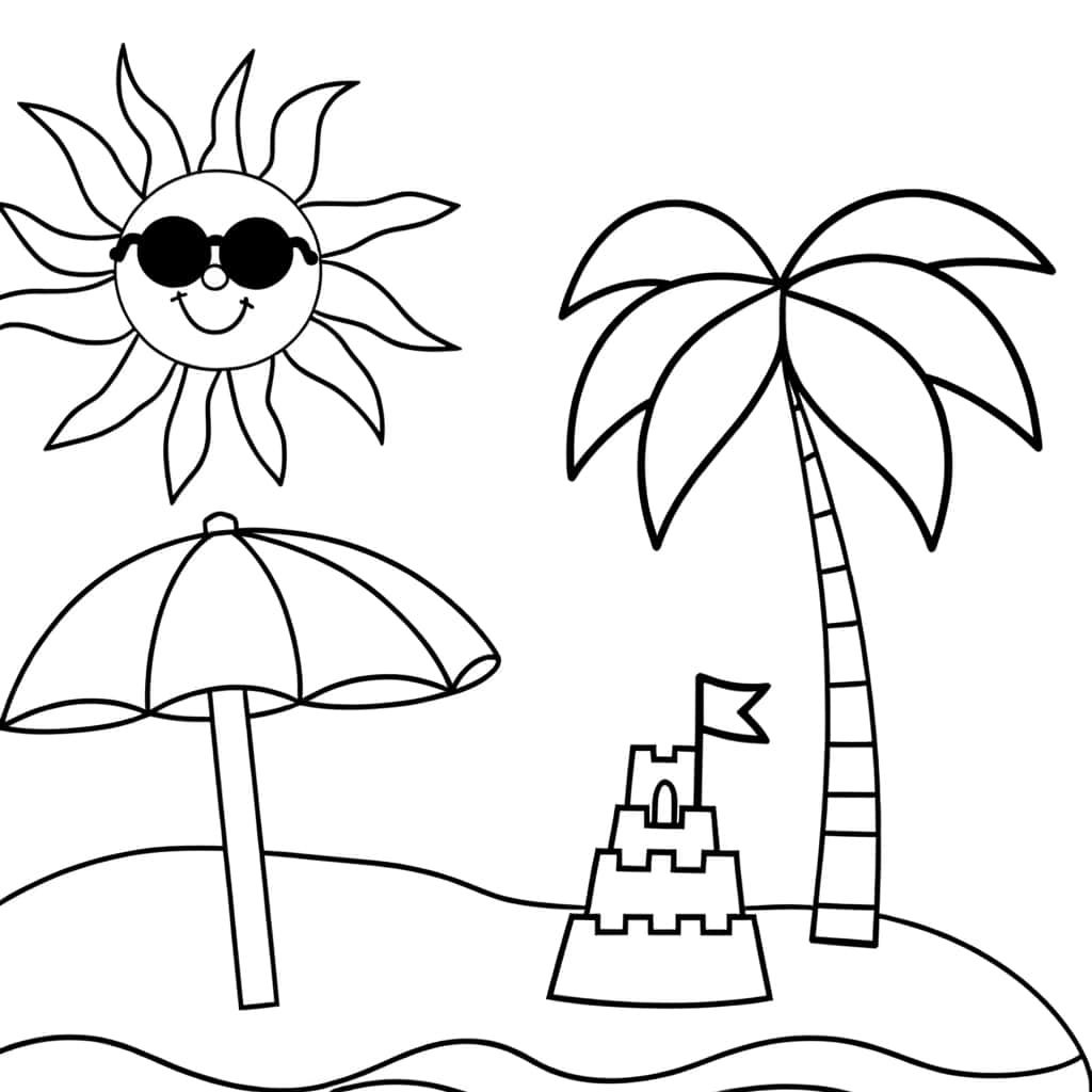 Coloriage Vacances à la plage à imprimer et colorier