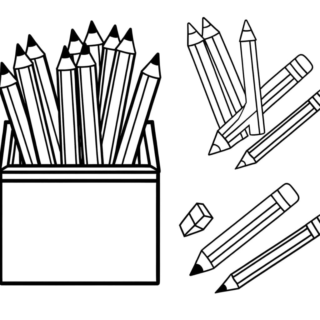 Coloriage Crayons de couleur à imprimer et colorier