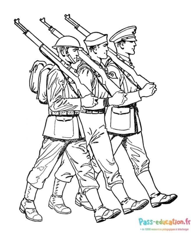 Coloriage Soldats en marche à imprimer et colorier