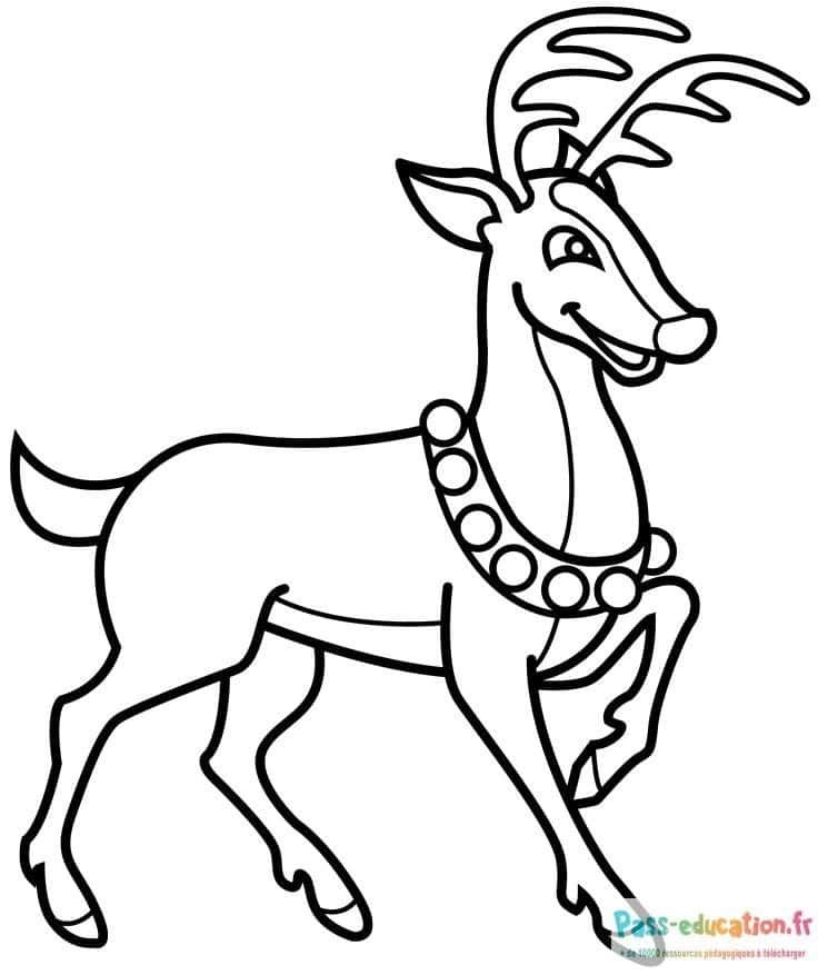 Coloriage Renne souriant à imprimer et colorier