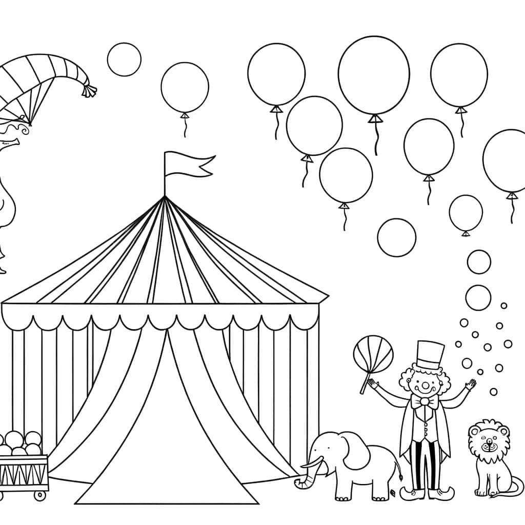 Coloriage Chapiteau Cirque à imprimer et colorier