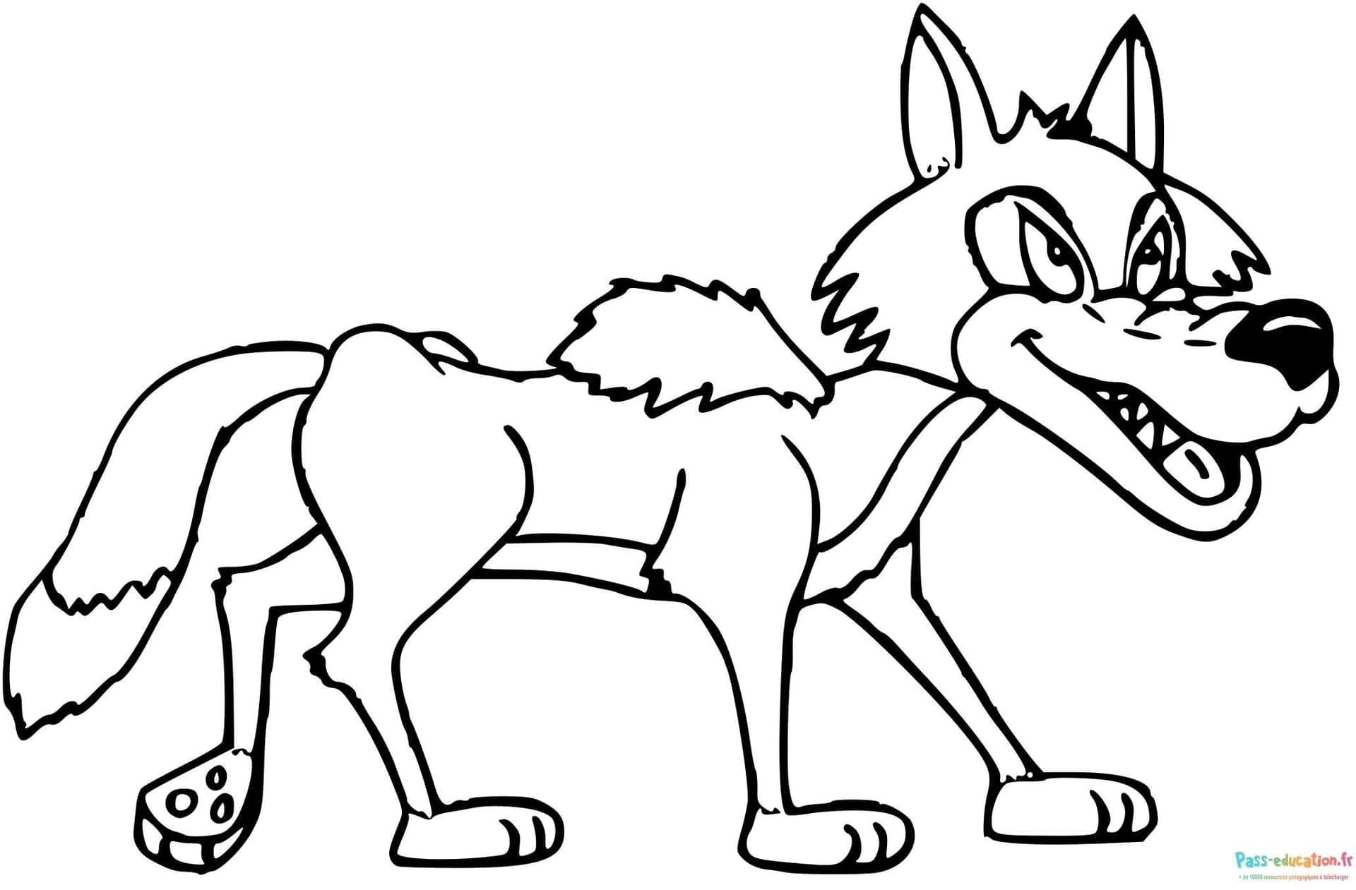 Coloriage Loup souriant à imprimer et colorier