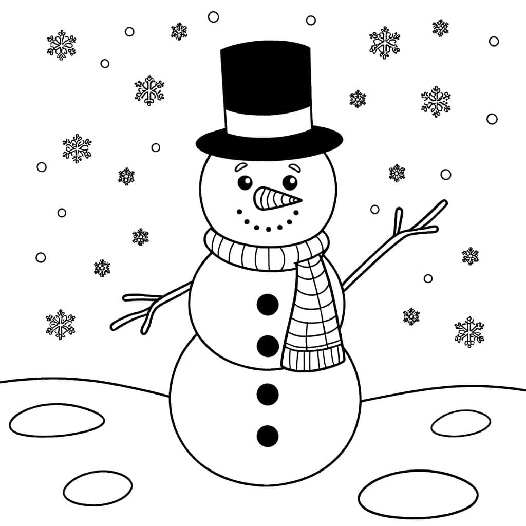 Coloriage Bonhomme de neige à imprimer et colorier