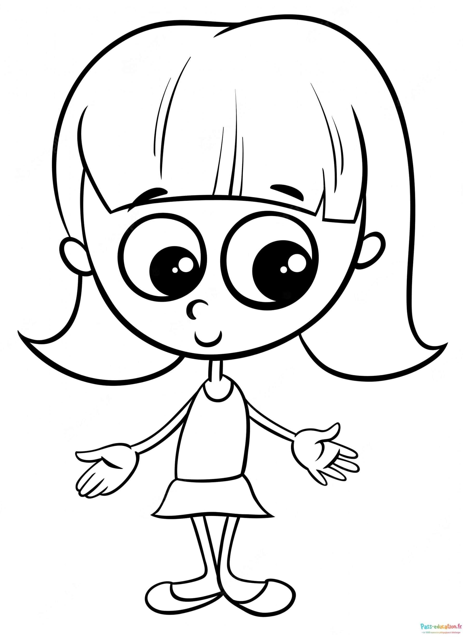 Coloriage Petite fille souriante à imprimer et colorier