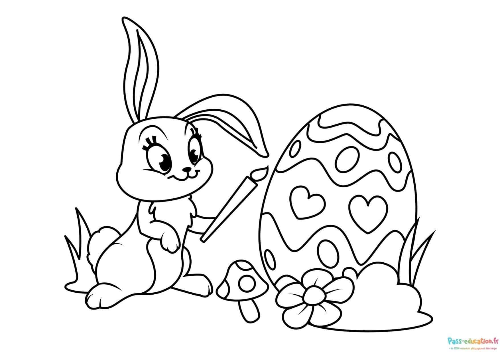 Coloriage Lapin artiste à imprimer et colorier