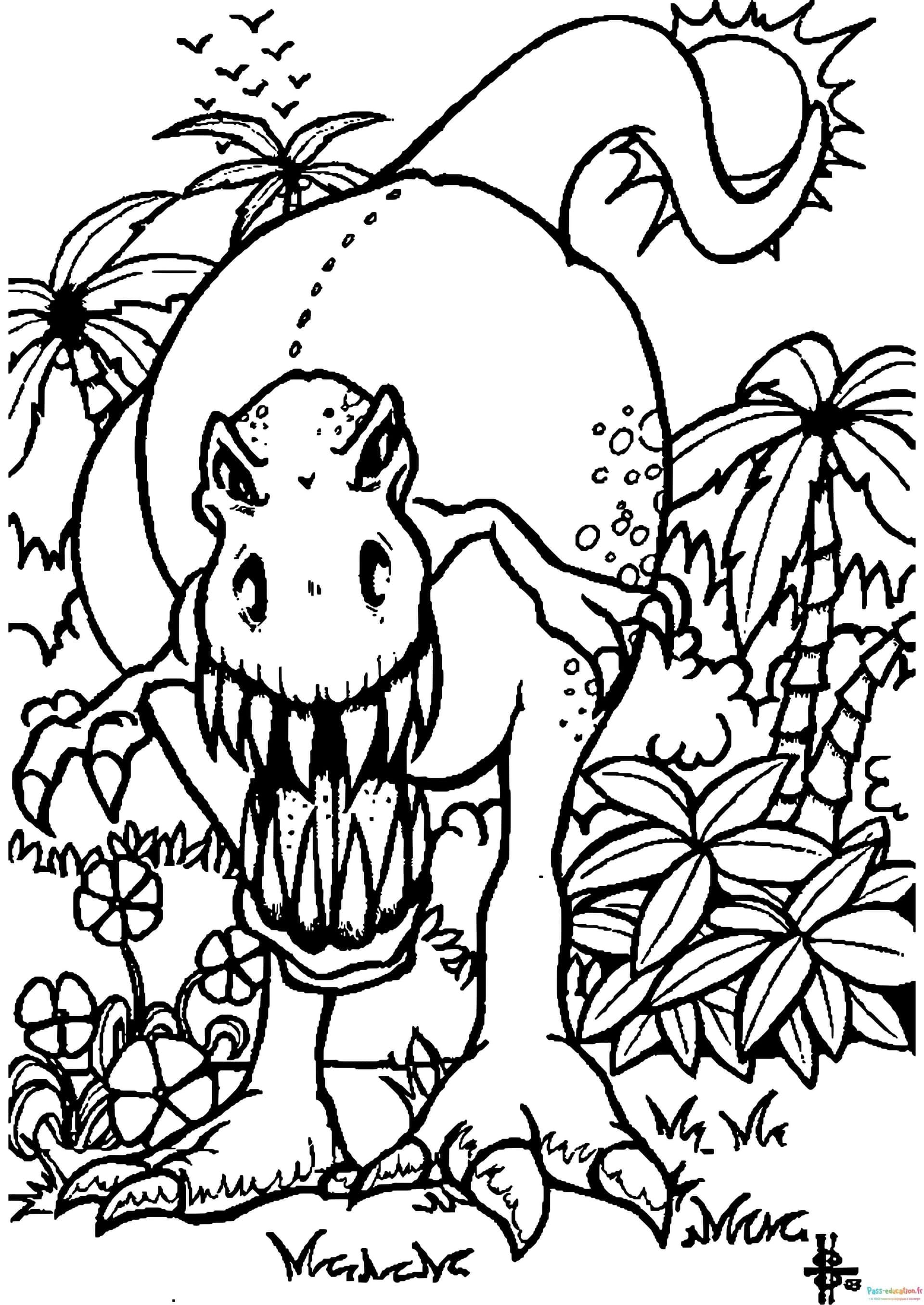 Coloriage T-Rex préhistorique à imprimer et colorier
