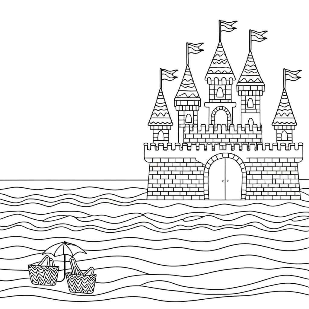 Coloriage Château de sable à imprimer et colorier