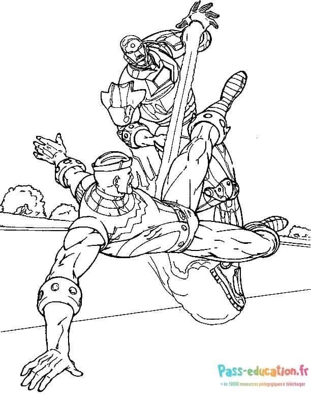Coloriage Iron Man en action à imprimer et colorier