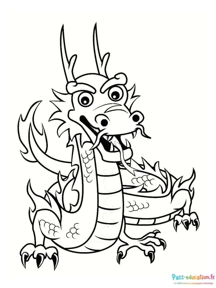 Coloriage Dragon chinois à imprimer et colorier