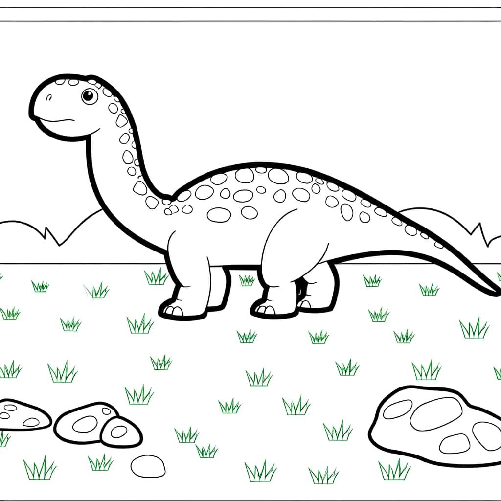 Coloriage Dinosaure paisible à imprimer et colorier