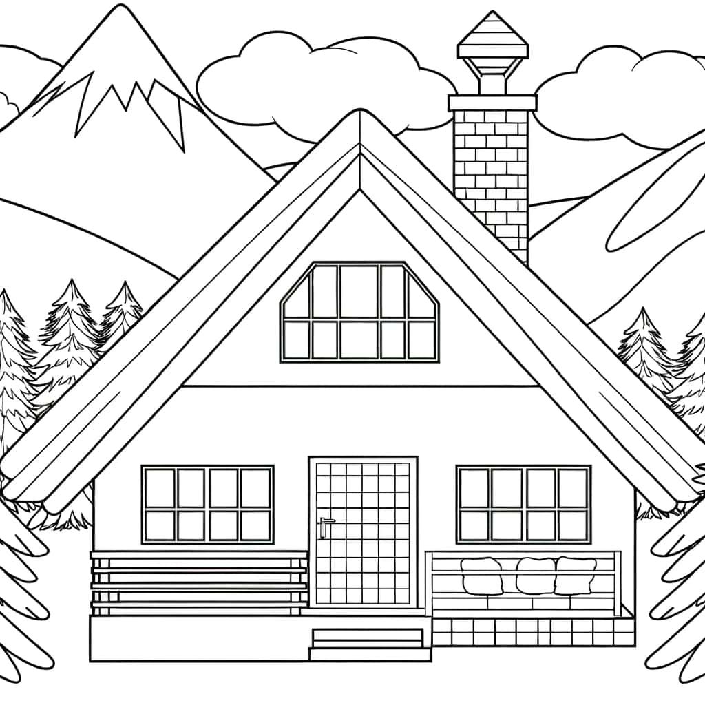 Coloriage Chalet montagnard à imprimer et colorier