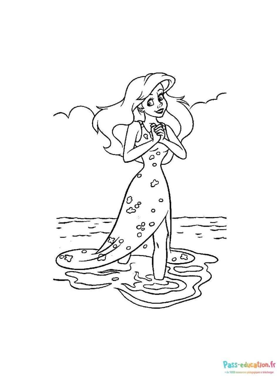 Coloriage Ariel attend l'été à imprimer et colorier