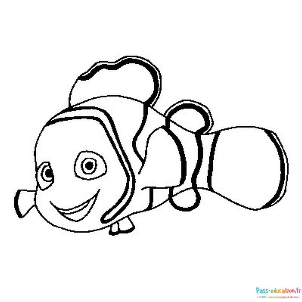 Coloriage Poisson souriant à imprimer et colorier