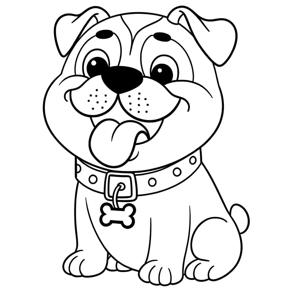Coloriage Bouledogue souriant à imprimer et colorier