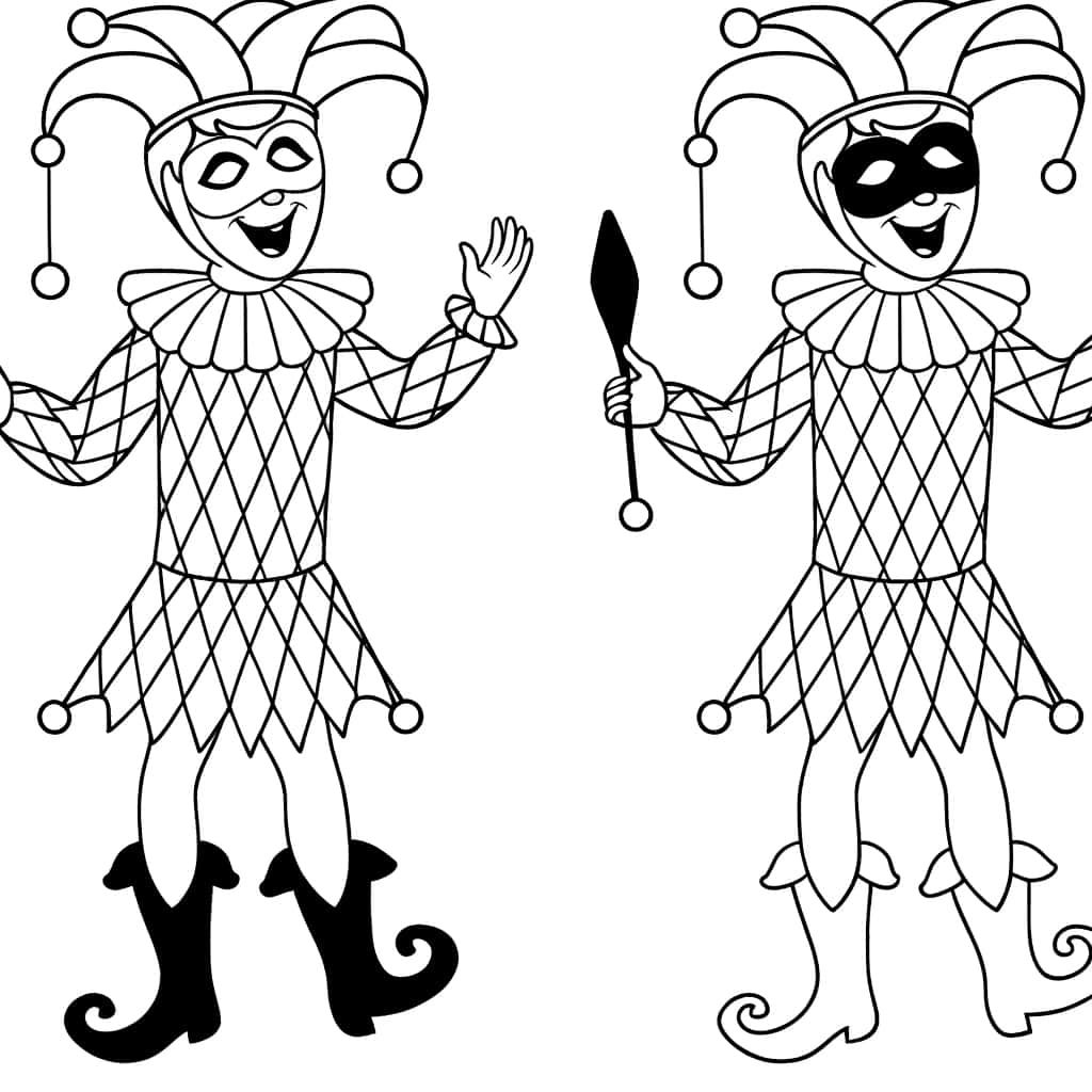 Coloriage Arlequin joyeux à imprimer et colorier