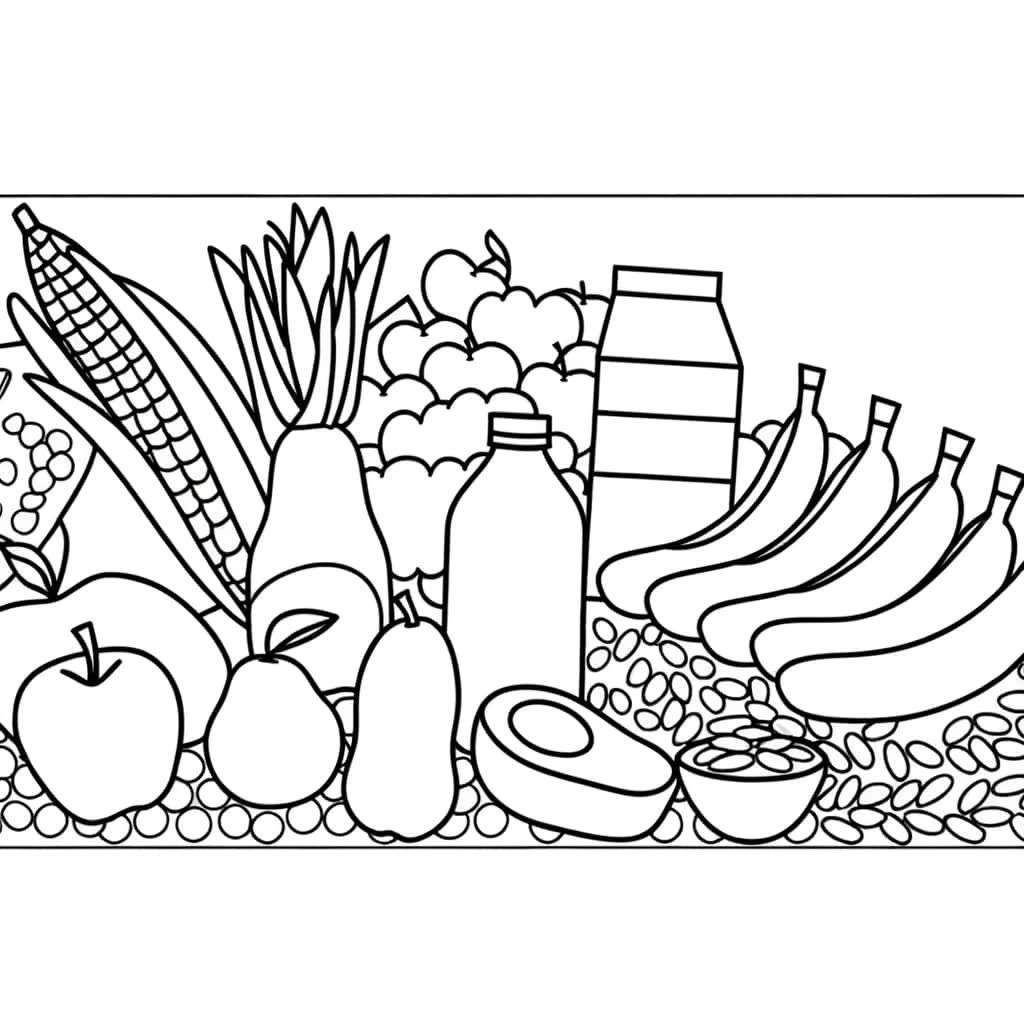 Coloriage Panier de provisions à imprimer et colorier