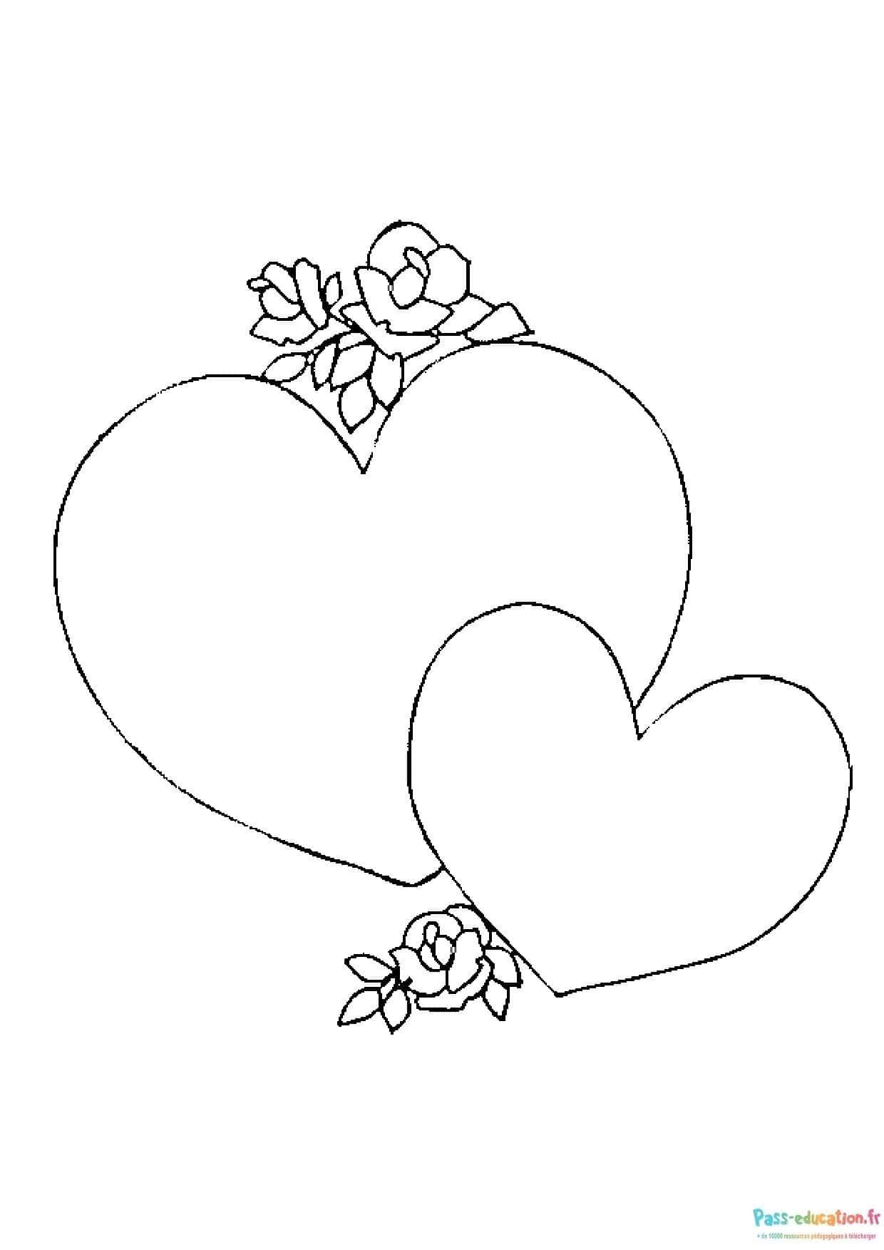 Coloriage Cœurs et fleurs à imprimer et colorier