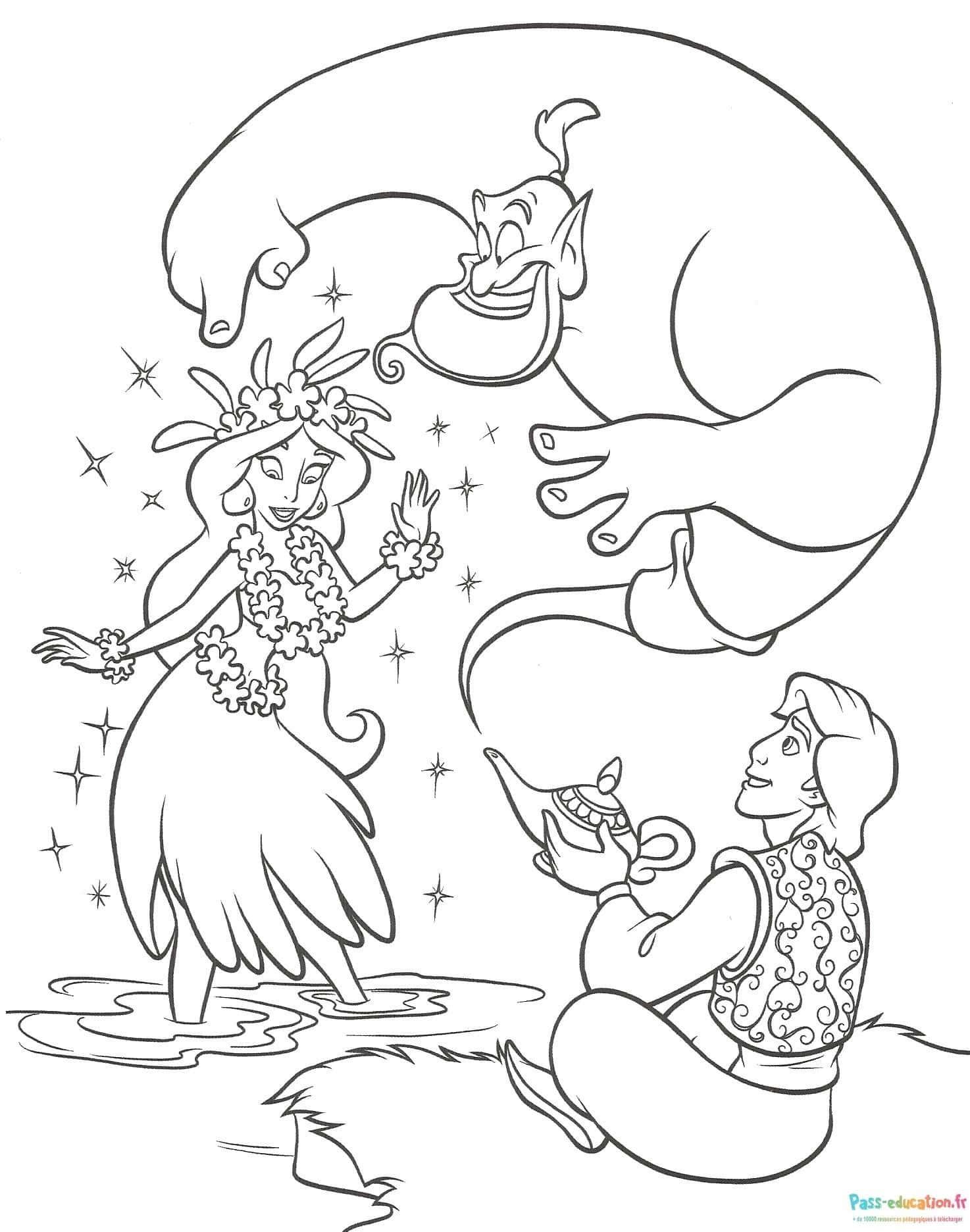 Coloriage Aladdin et ses amis à imprimer et colorier