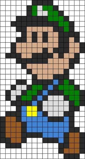 Coloriage Luigi en pixel à imprimer et colorier