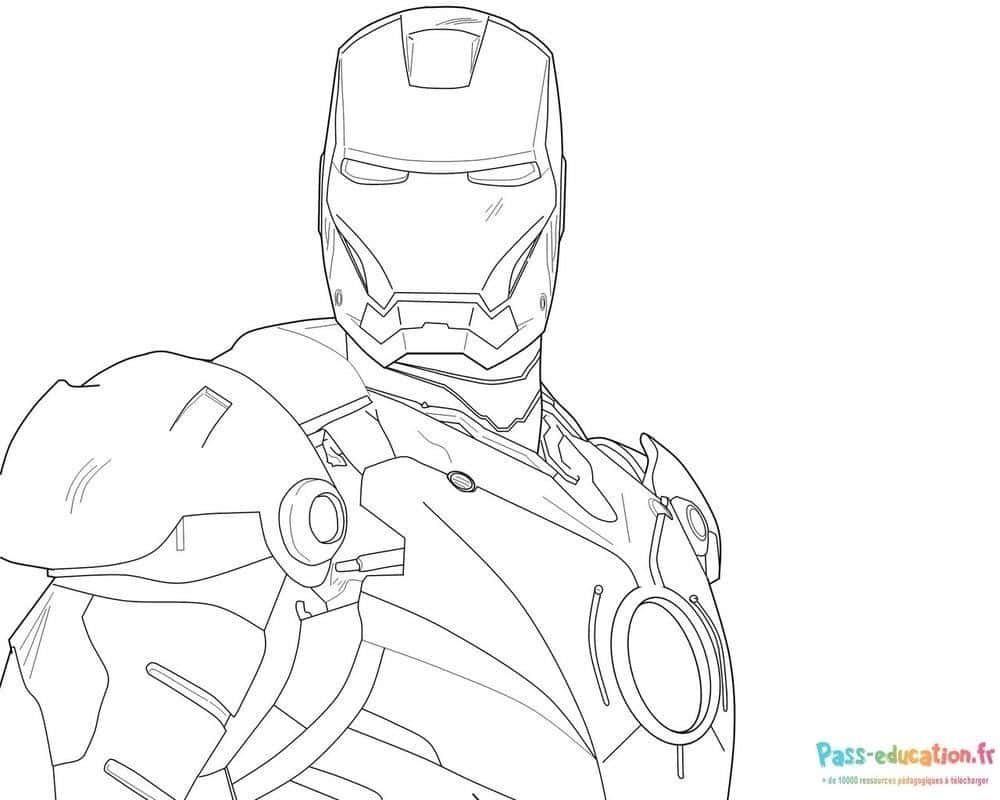 Coloriage Iron Man en action à imprimer et colorier