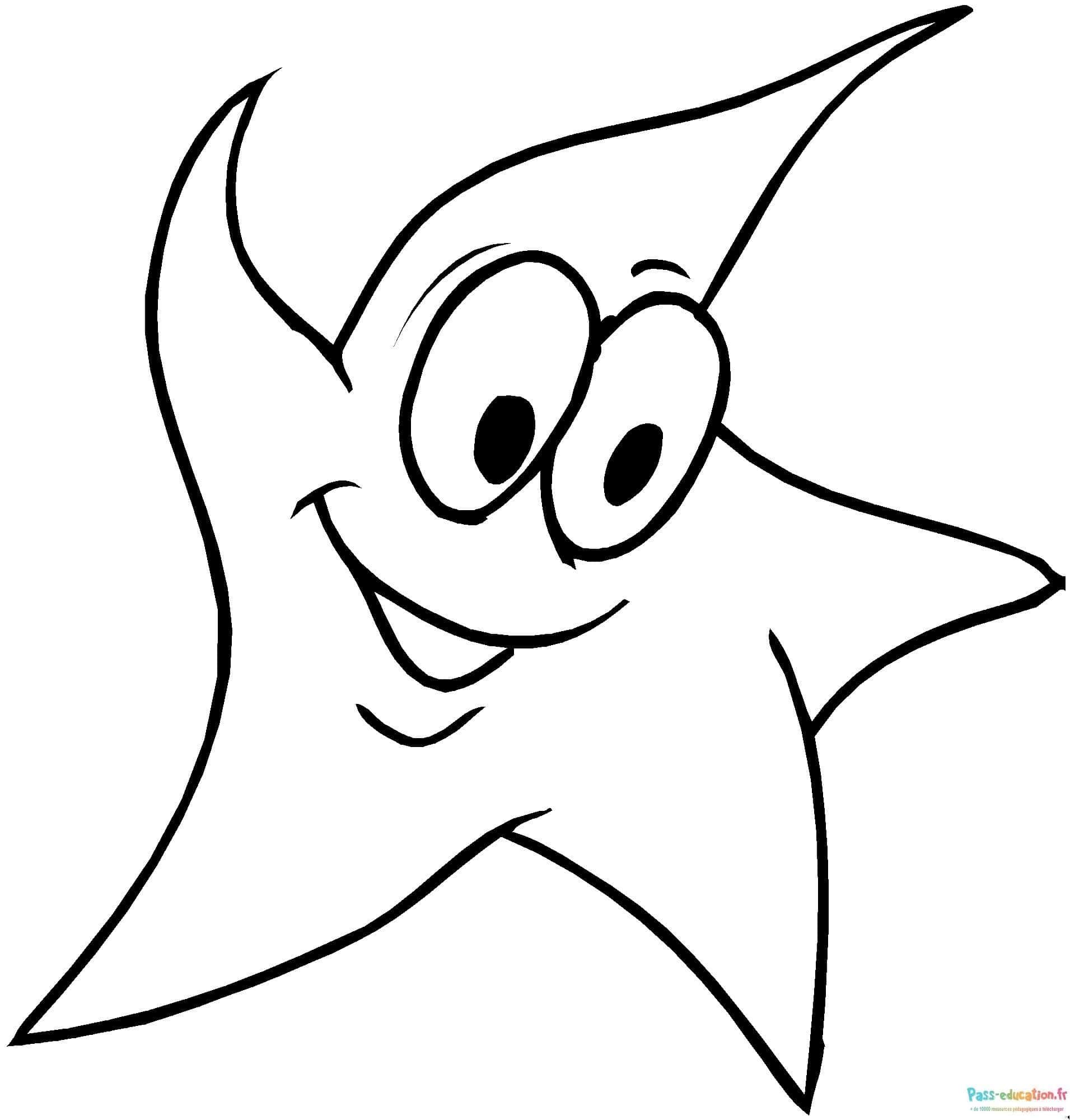 Coloriage Étoile souriante à imprimer et colorier