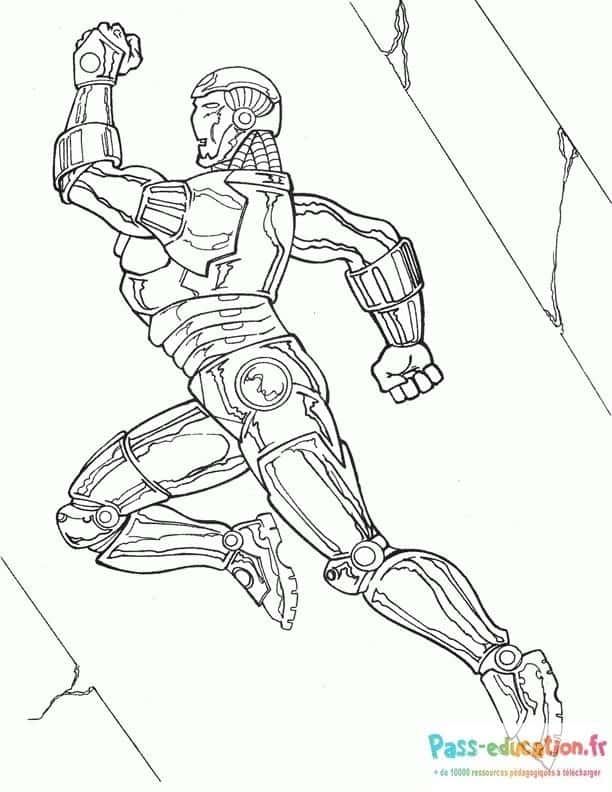 Coloriage Iron Man en action à imprimer et colorier