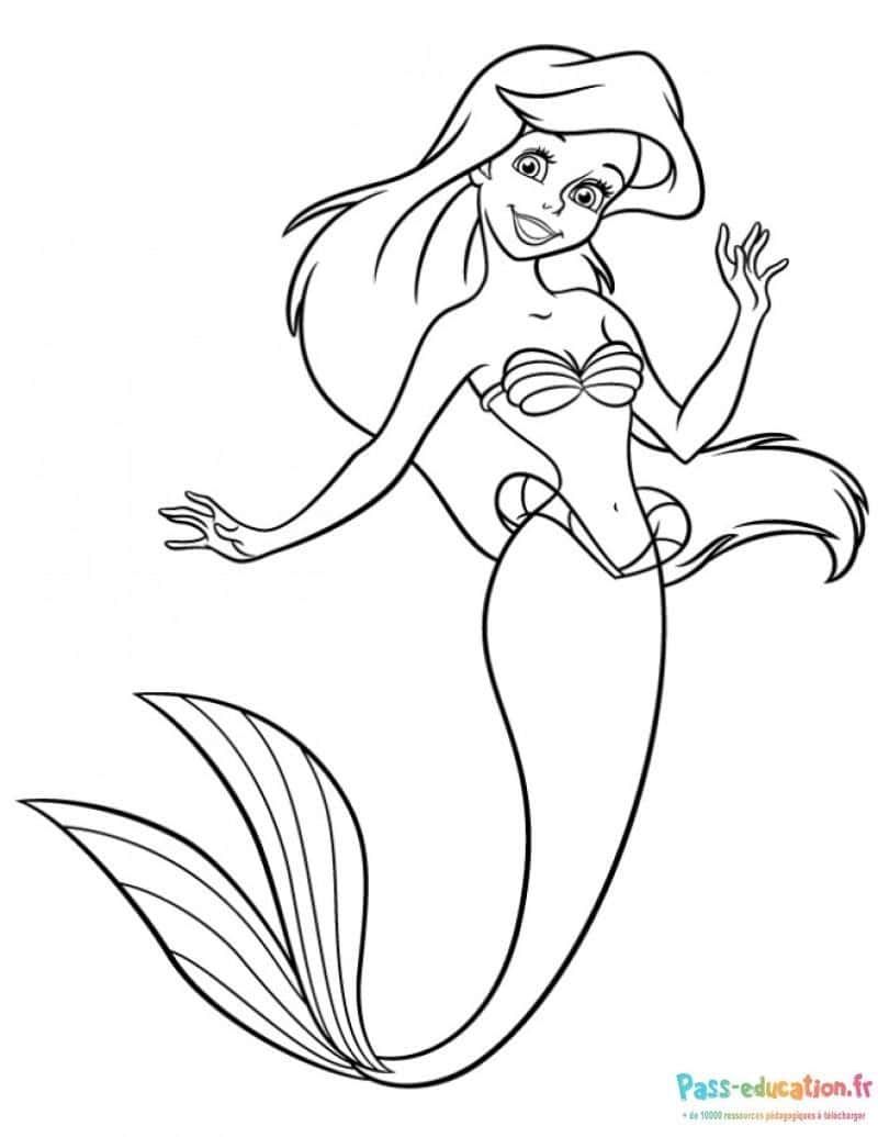 Coloriage Sirène posant à imprimer et colorier