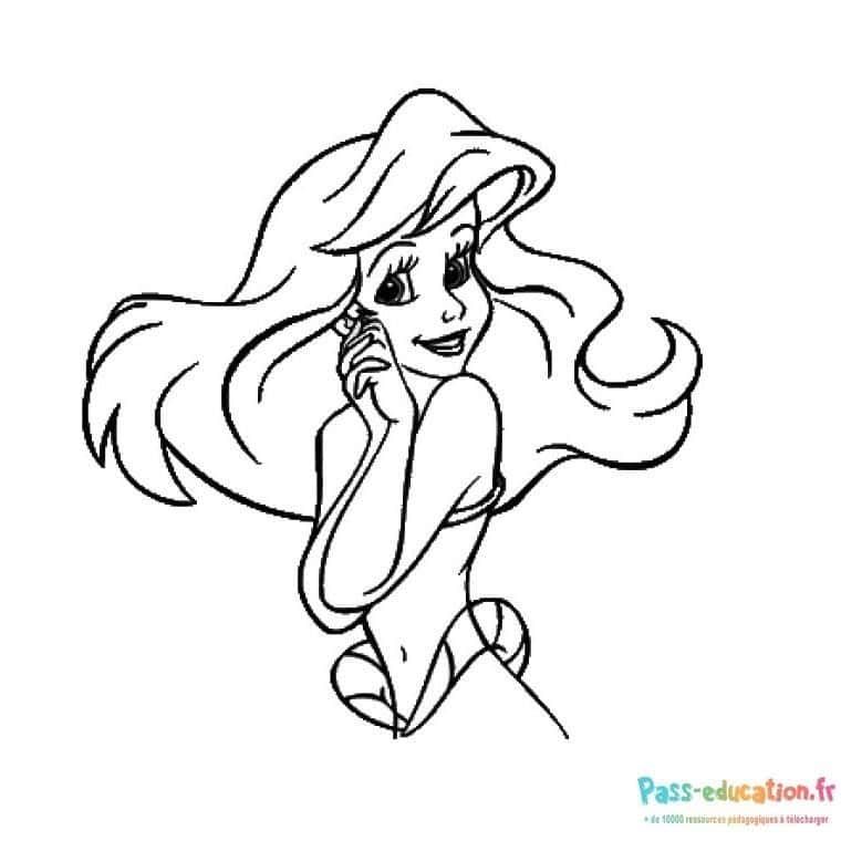 Coloriage Ariel en pause à imprimer et colorier