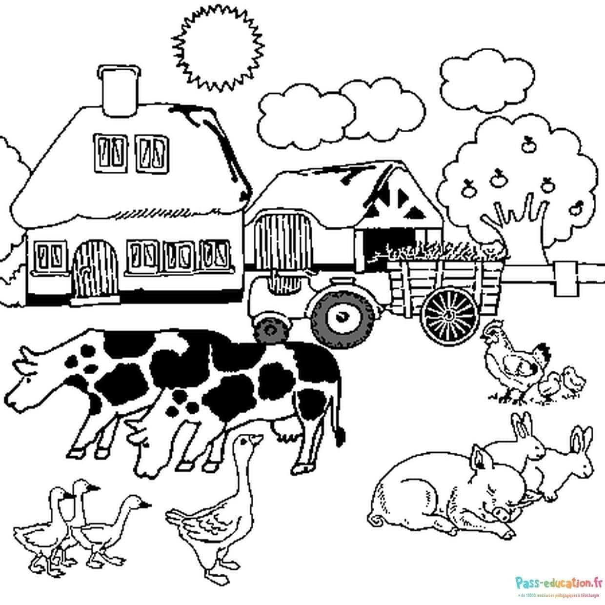 Coloriage Scène à la ferme à imprimer et colorier