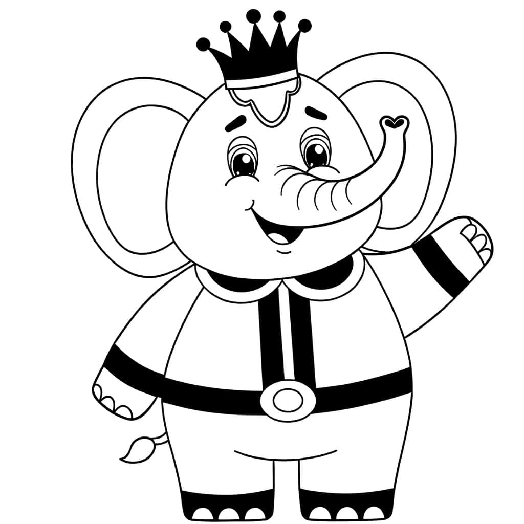Coloriage Éléphant royal à imprimer et colorier