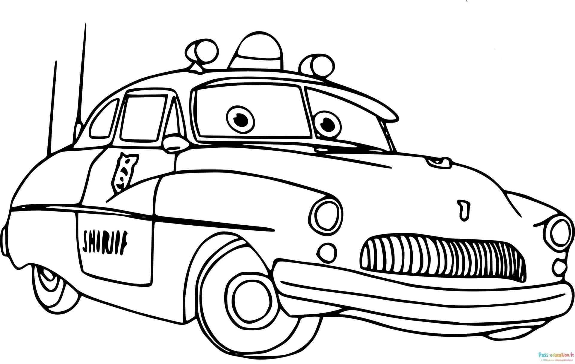 Coloriage Voiture souriante à imprimer et colorier