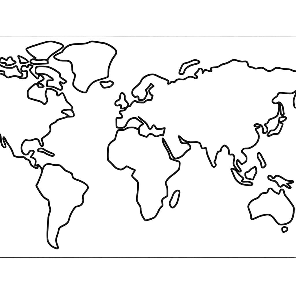 Coloriage Carte du monde à imprimer et colorier