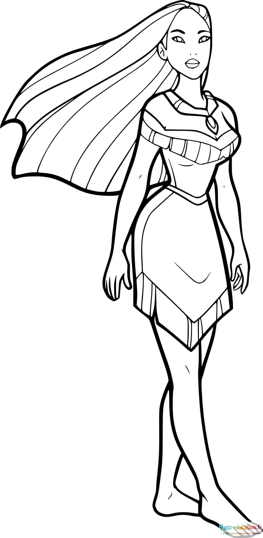 Coloriage Pocahontas élégante à imprimer et colorier