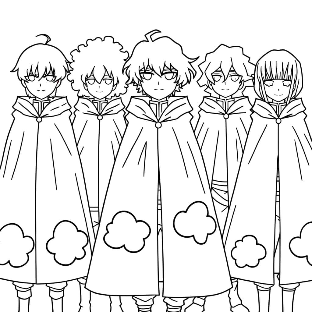 Coloriage Akatsuki en capes à imprimer et colorier