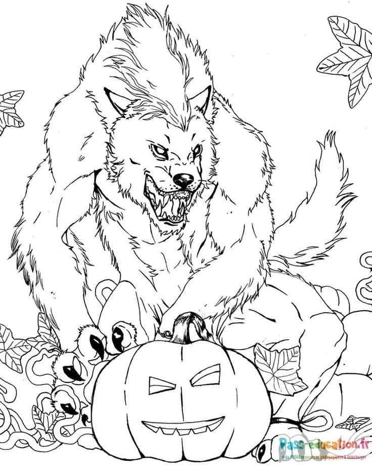 Coloriage Loup-Garou Halloween à imprimer et colorier