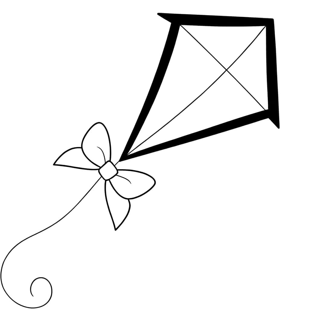 Coloriage Cerf-volant dans le ciel à imprimer et colorier