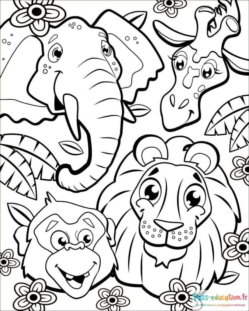 Coloriage Animaux de la jungle à imprimer et colorier