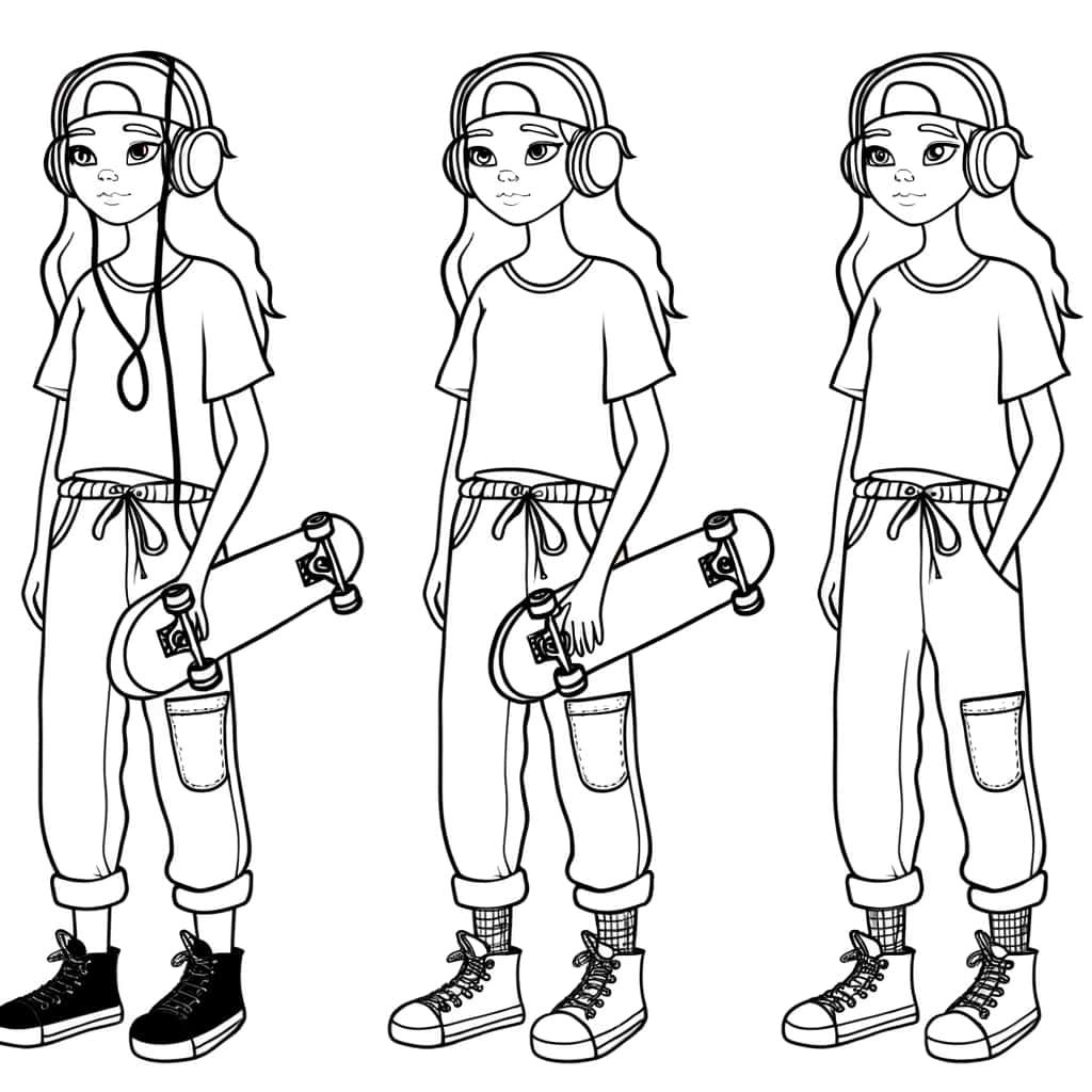 Coloriage Ado Skateur à imprimer et colorier