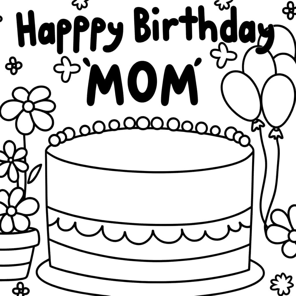 Coloriage Anniversaire Maman à imprimer et colorier