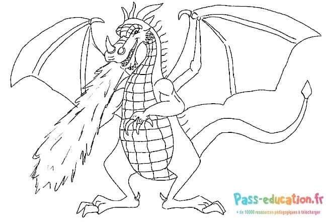 Coloriage Dragon amusant à imprimer et colorier