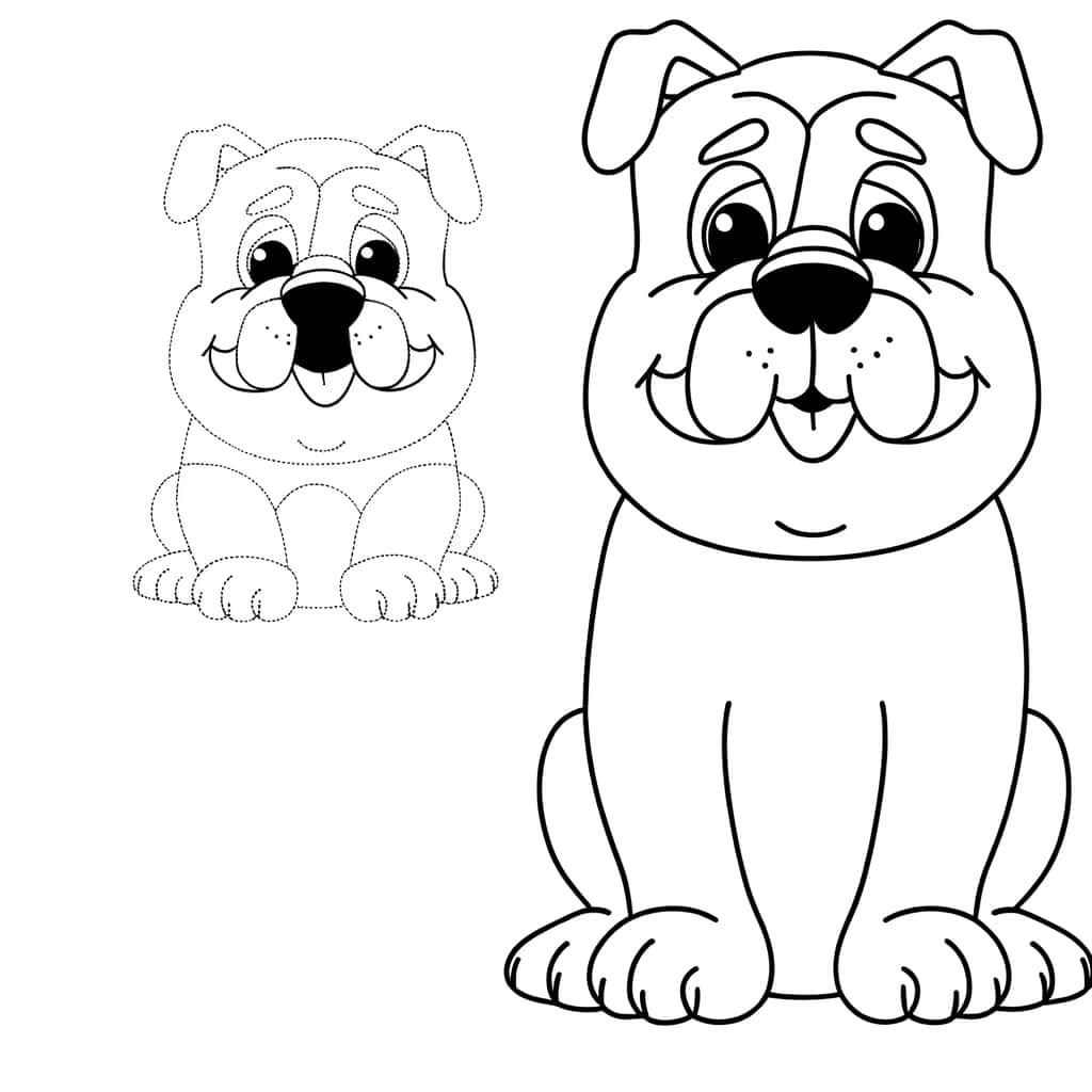 Coloriage Bouledogue assis à imprimer et colorier