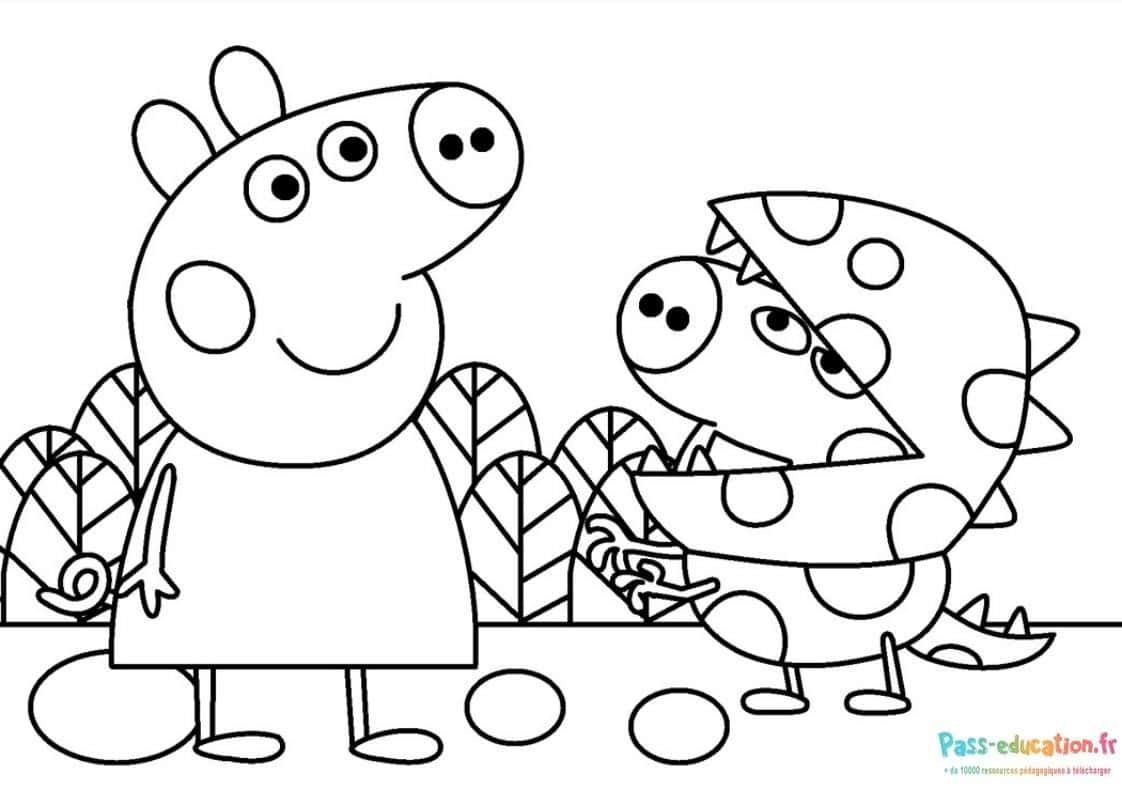 Coloriage Peppa et George à imprimer et colorier