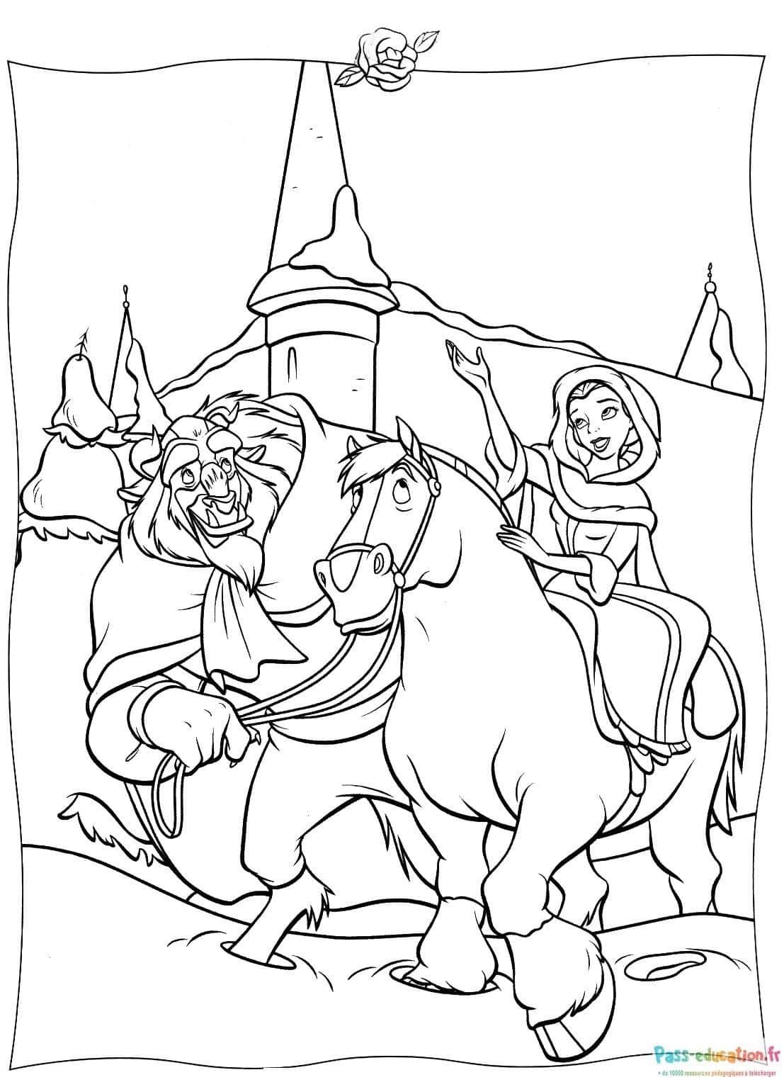 Coloriage Belle et la Bête à imprimer et colorier