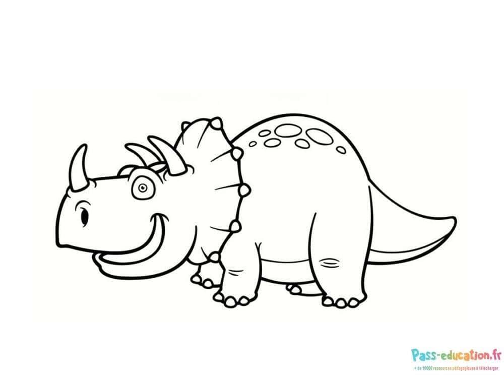 Coloriage Dinosaure souriant à imprimer et colorier