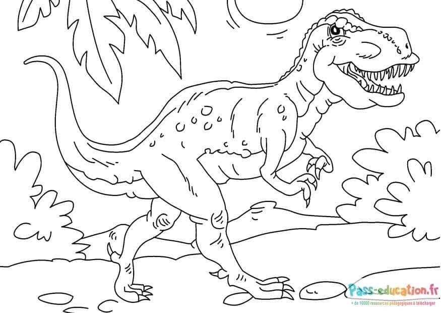Coloriage Tyrannosaure préhistorique à imprimer et colorier