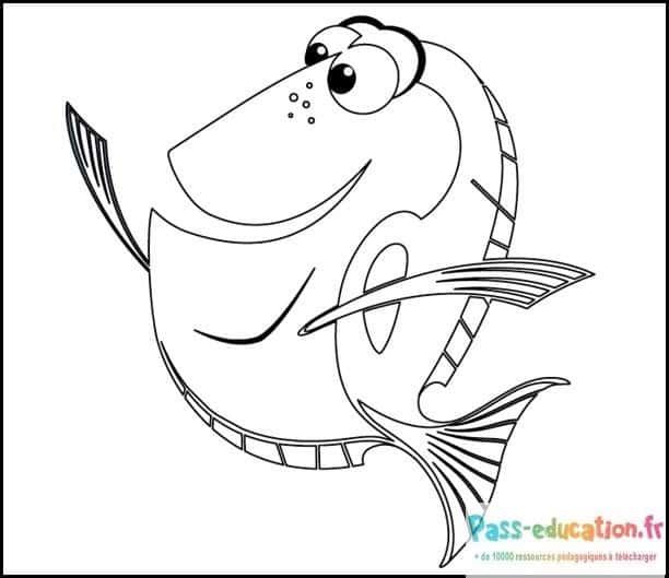 Coloriage Poisson souriant à imprimer et colorier