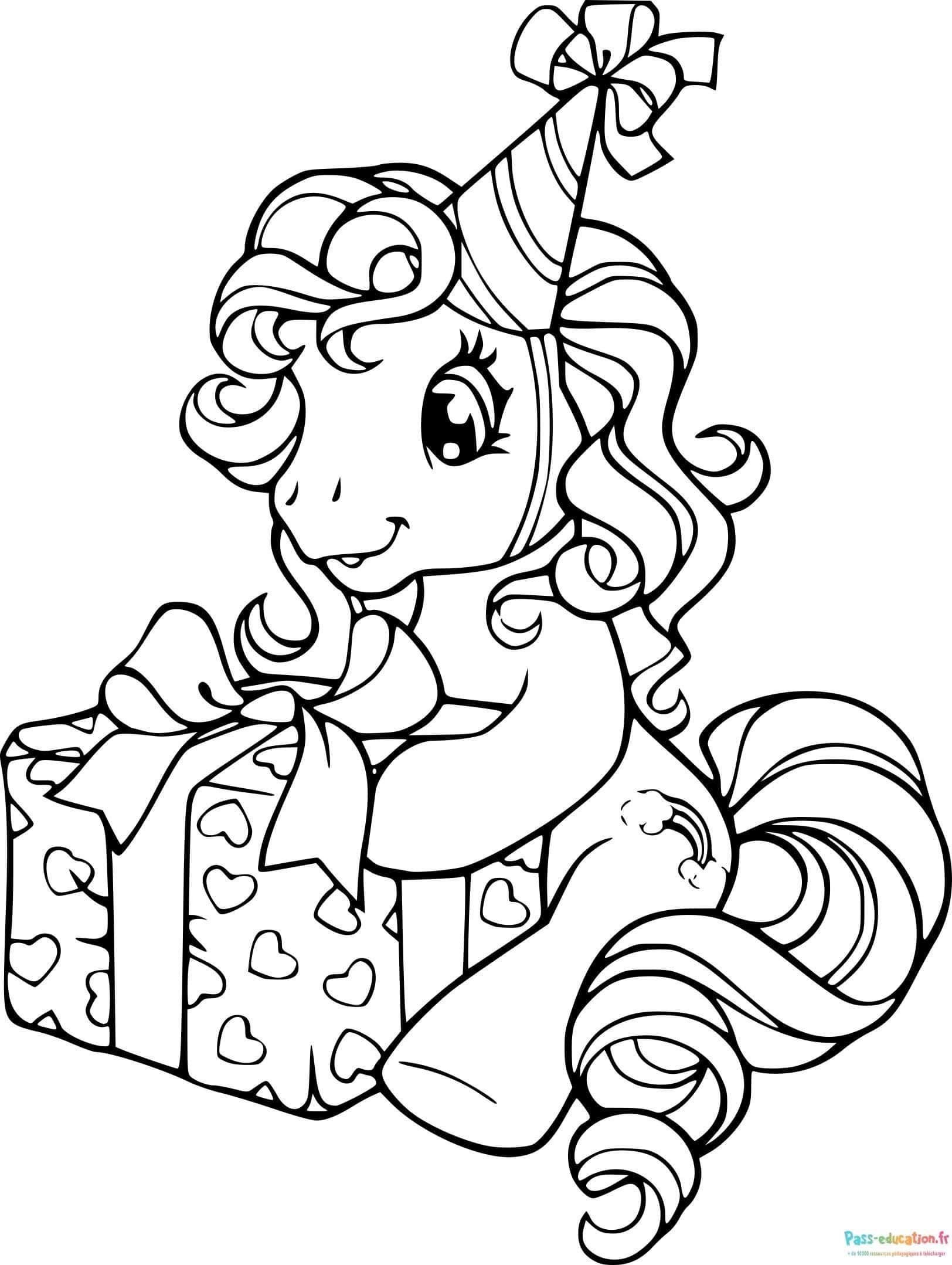Coloriage Poney festif à imprimer et colorier